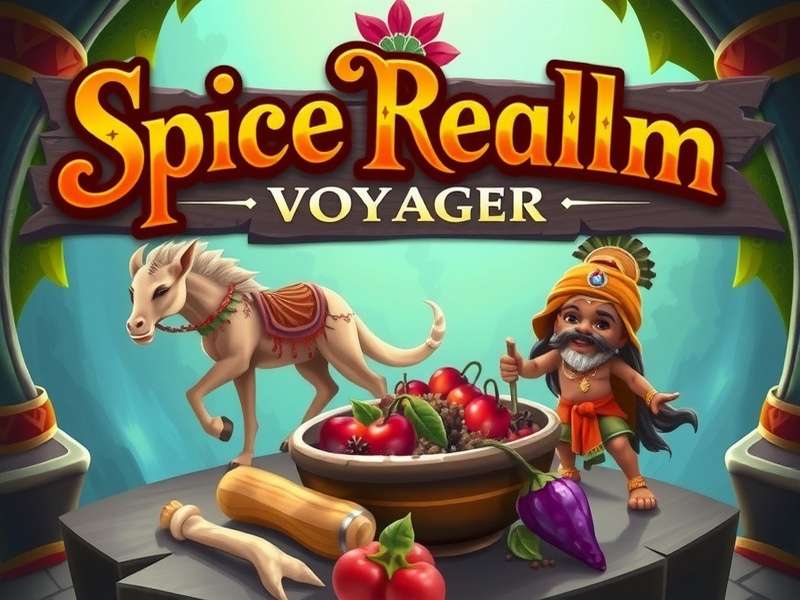 Spice Realam Voyager game banner showing mythical Indian characters and spices